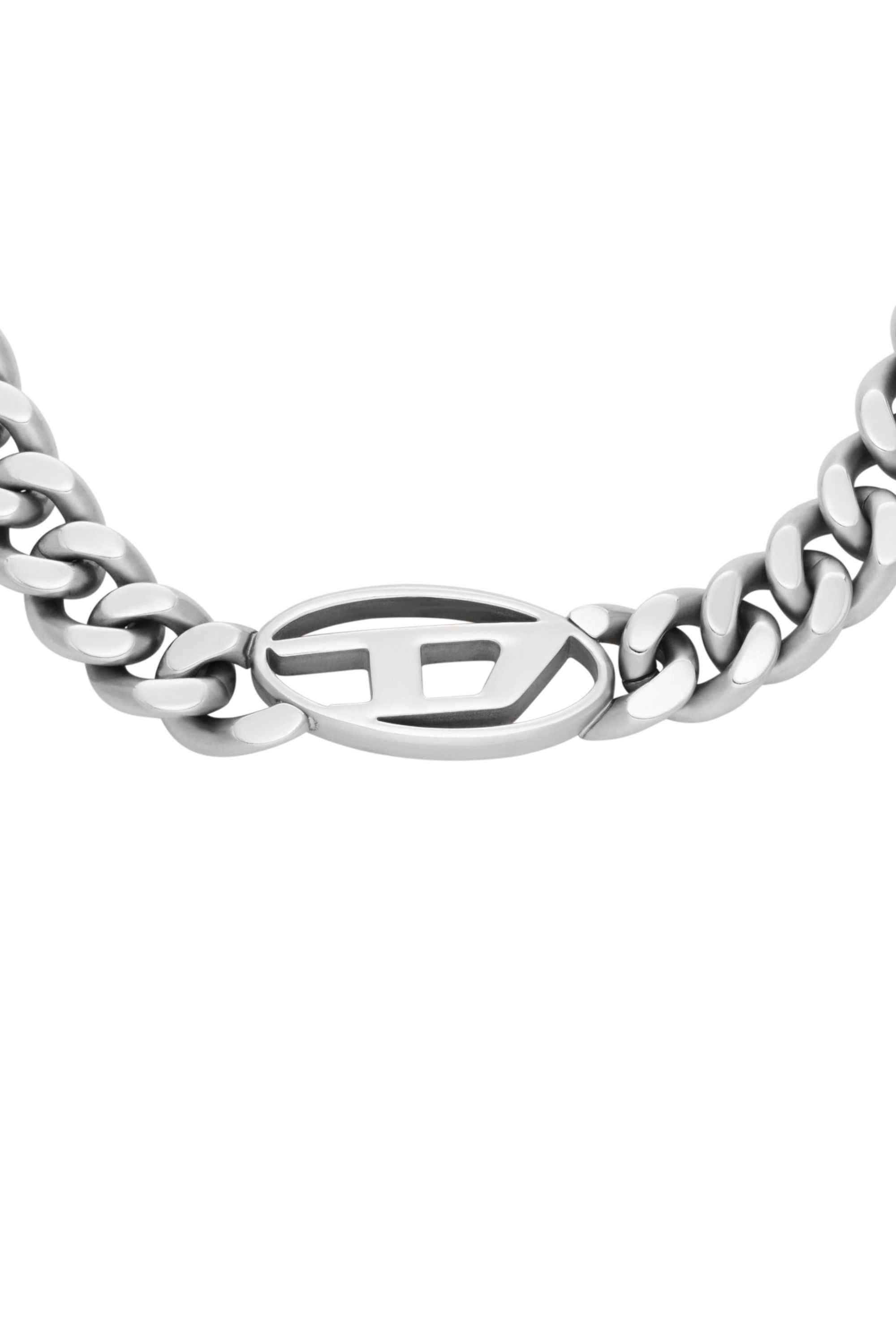Diesel - DX1433, Man's Oval D Logo Choker Necklace in Silver - 3