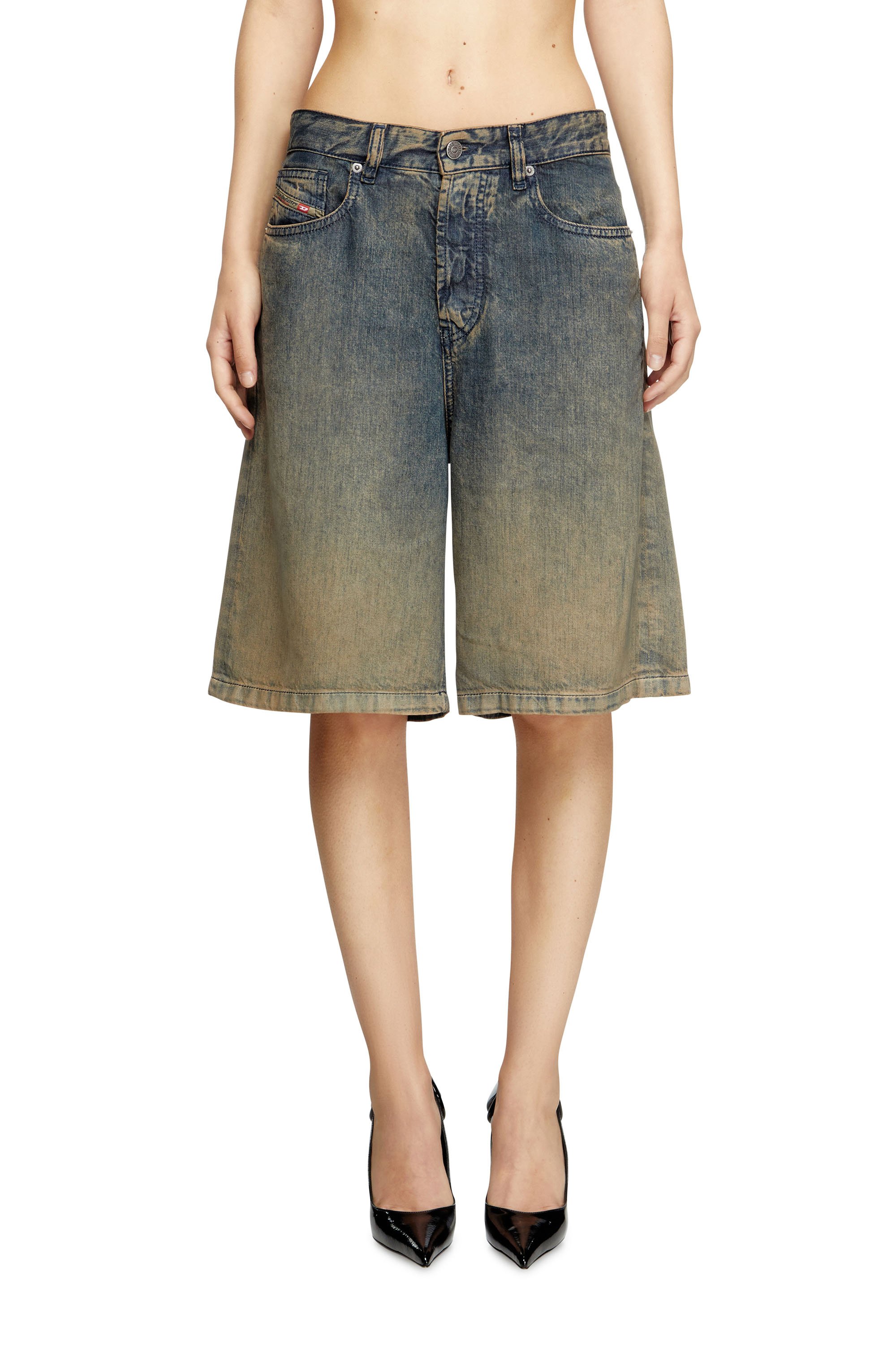 Diesel - DE-SIRE-SHORT-S, Woman's Shorts in fluid shaded denim in Dark Blue - 2